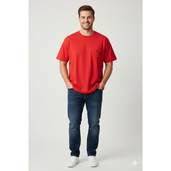 Polo Ralph Lauren Red Classic Fit Pocket T-Shirt Mens XXL 100% Cotton Casual Wea - Picture 5 of 5
